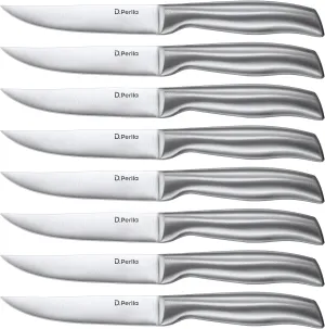 D.Perlla Steak Knives, Super Sharp Straight Edge Steak Knife Set of 8, Professional Straight Edge Kitchen Table Dinner Knives, Elegant High Carbon Stainless Steel Kitchen Steak Knife Set, 4.5IN