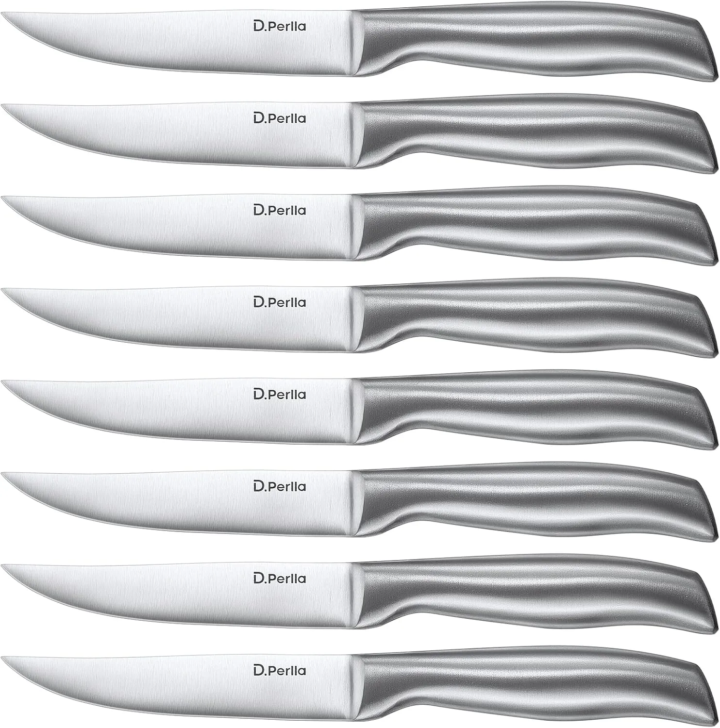 D.Perlla Steak Knives, Super Sharp Straight Edge Steak Knife Set of 8, Professional Straight Edge Kitchen Table Dinner Knives, Elegant High Carbon Stainless Steel Kitchen Steak Knife Set, 4.5IN