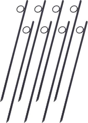 Durable Rebar Stakes for Ultimate Security, Heavy-Duty Steel Construction, Tents, Canopies, and Campsites, 8-Pack