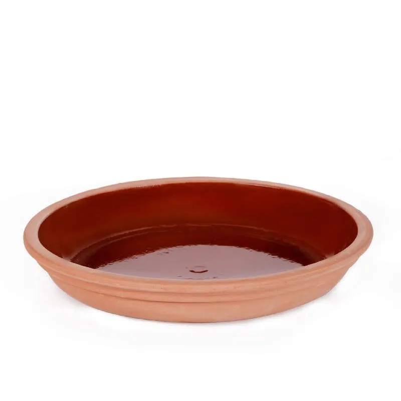 Earthenware Clay Pan, Terracotta Glazed Cazuela Dish, 11 in