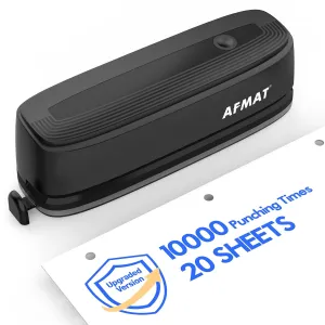 Electric 3 Hole Punch, Upgraded 10000 Punching Times, 20 Sheets Capacity, Battery Powered Three Hole Puncher, Corded Electric Paper Puncher, Fast & Effortless & Long Lasting for Office/School/Studio