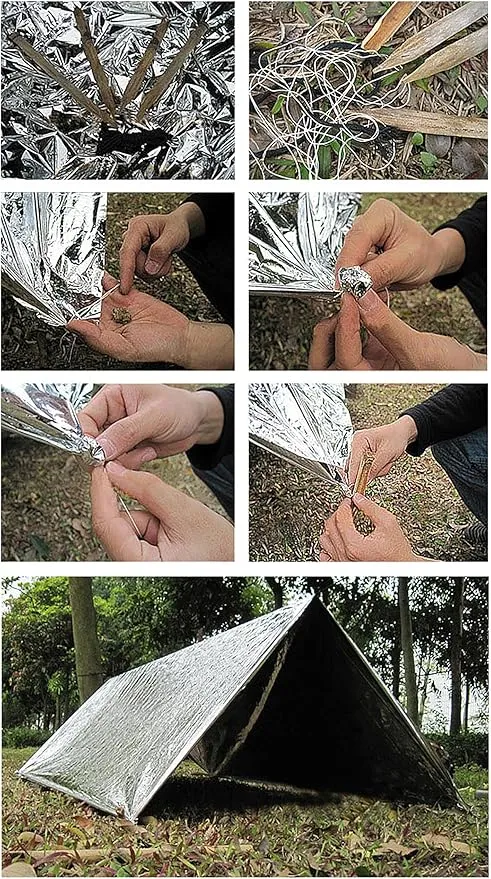 Emergency Foil Blanket (Pack of 50), Survival Thermal Mylar Blankets Individually Packaged Perfect for Outdoors, Hiking, Survival, Marathons or First Aid