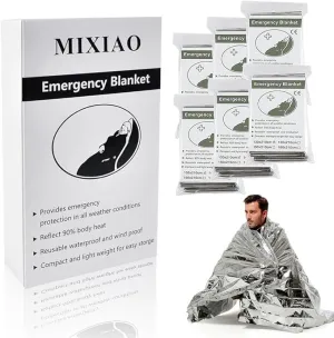 Emergency Foil Thermal Blanket (Pack of 6), Survival Blankets Perfect for Outdoors, Hiking, Survival, Marathons or First Aid