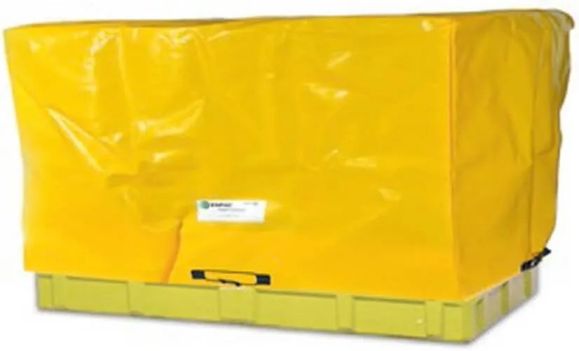 ENPAC Tarp Cover for Double IBC Tote Low-Top Spill Pallet, Yellow, Protection from Elements, Durable, UV Resistant, Bungee Straps