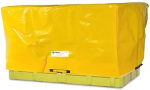 ENPAC Tarp Cover for Double IBC Tote Low-Top Spill Pallet, Yellow, Protection from Elements, Durable, UV Resistant, Bungee Straps