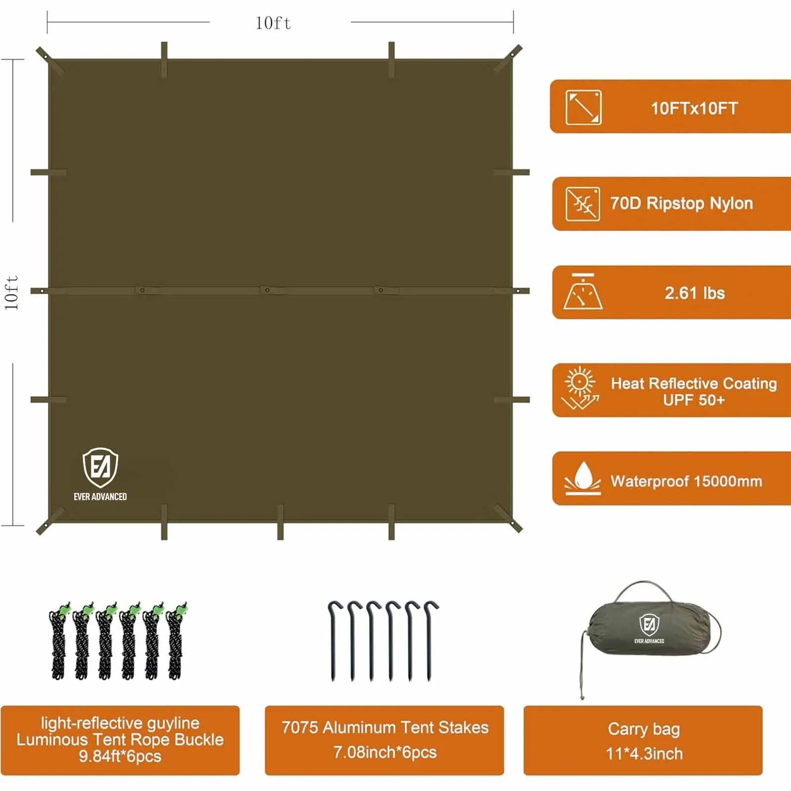 EVER ADVANCED Folding Tent Waterproof Portable Tarp