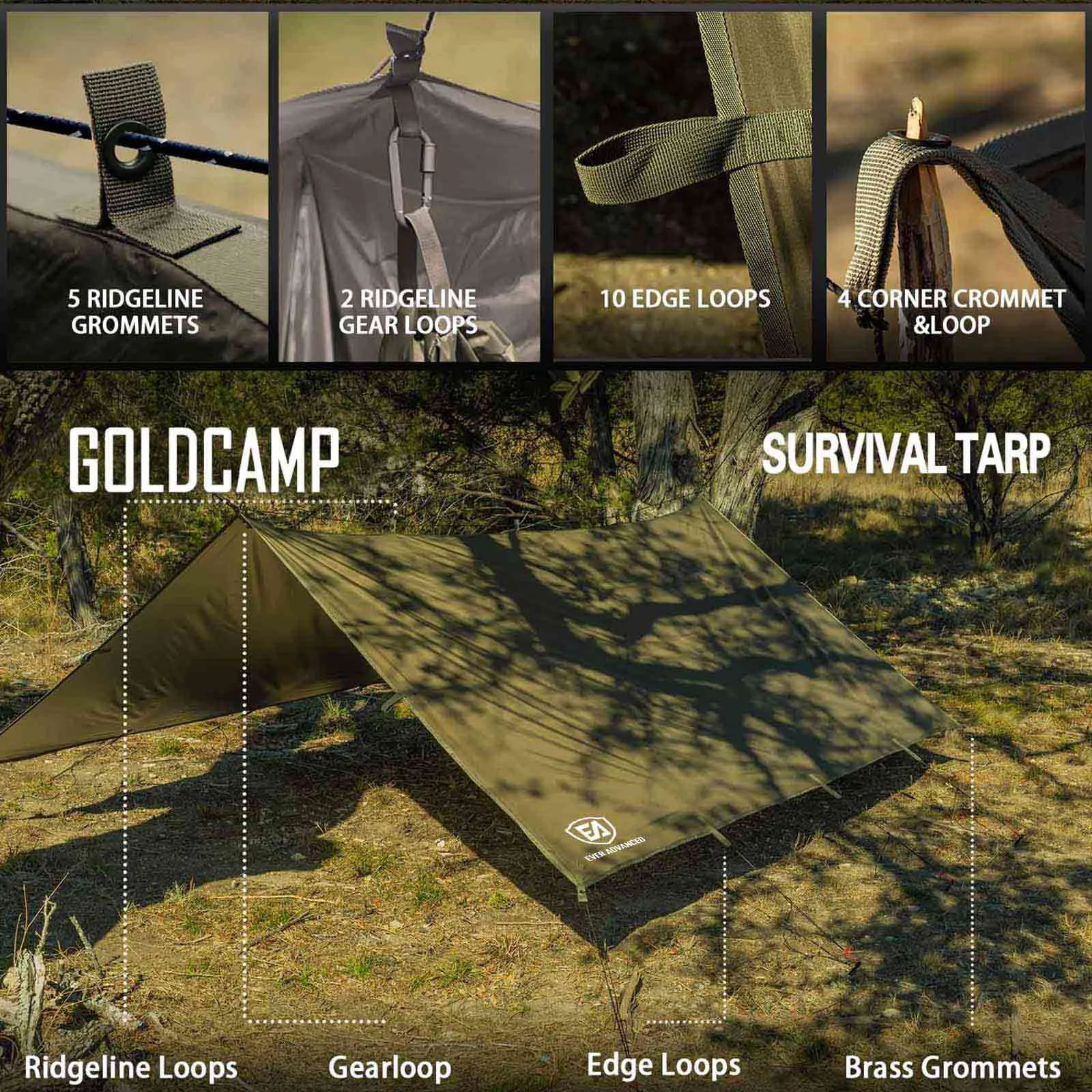EVER ADVANCED Folding Tent Waterproof Portable Tarp