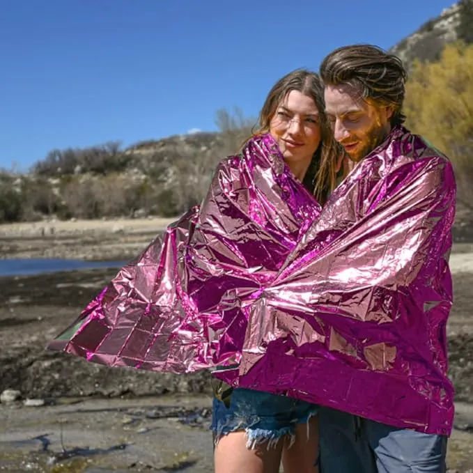 EVERLIT Survival Emergency Mylar Thermal Blanket, Foil Space Blanket Designed for NASA, Body Warmer Blanket for Outdoor, First Aid, Camping Gear, Hiking Travel (4 Pack, Bubblegum Pink)