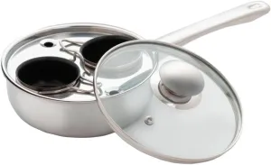 Excelsteel 18/10 Stainless Steel 2 Cup Egg Poacher, Non Stick Easy Use Kitchenware Rust Resistant Stove Top Breakfast Brunch Cooking Pan