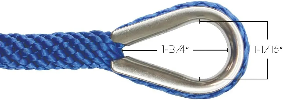 Extreme Max 3006.3482 BoatTector Solid Braid MFP Anchor Line with Thimble - 1/2" x 150', Royal Blue