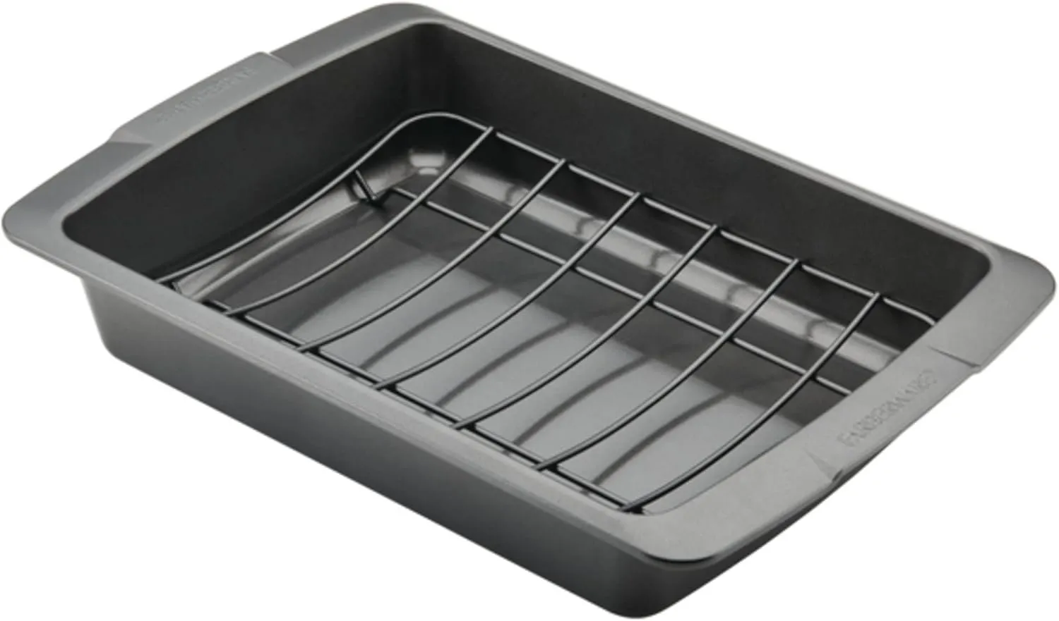 Farberware Bakeware Nonstick Roasting Pan/Roaster with U-Rack, 14.75 Inch x 10.75 Inch - Gray