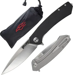 Firebird GANZO Adimanti Skimen Pocket Folding Knife G10 Handle with Clip and Glass Breaker D2 Steel Blade Hunting Fishing Camping Outdoor EDC Knife (Black)