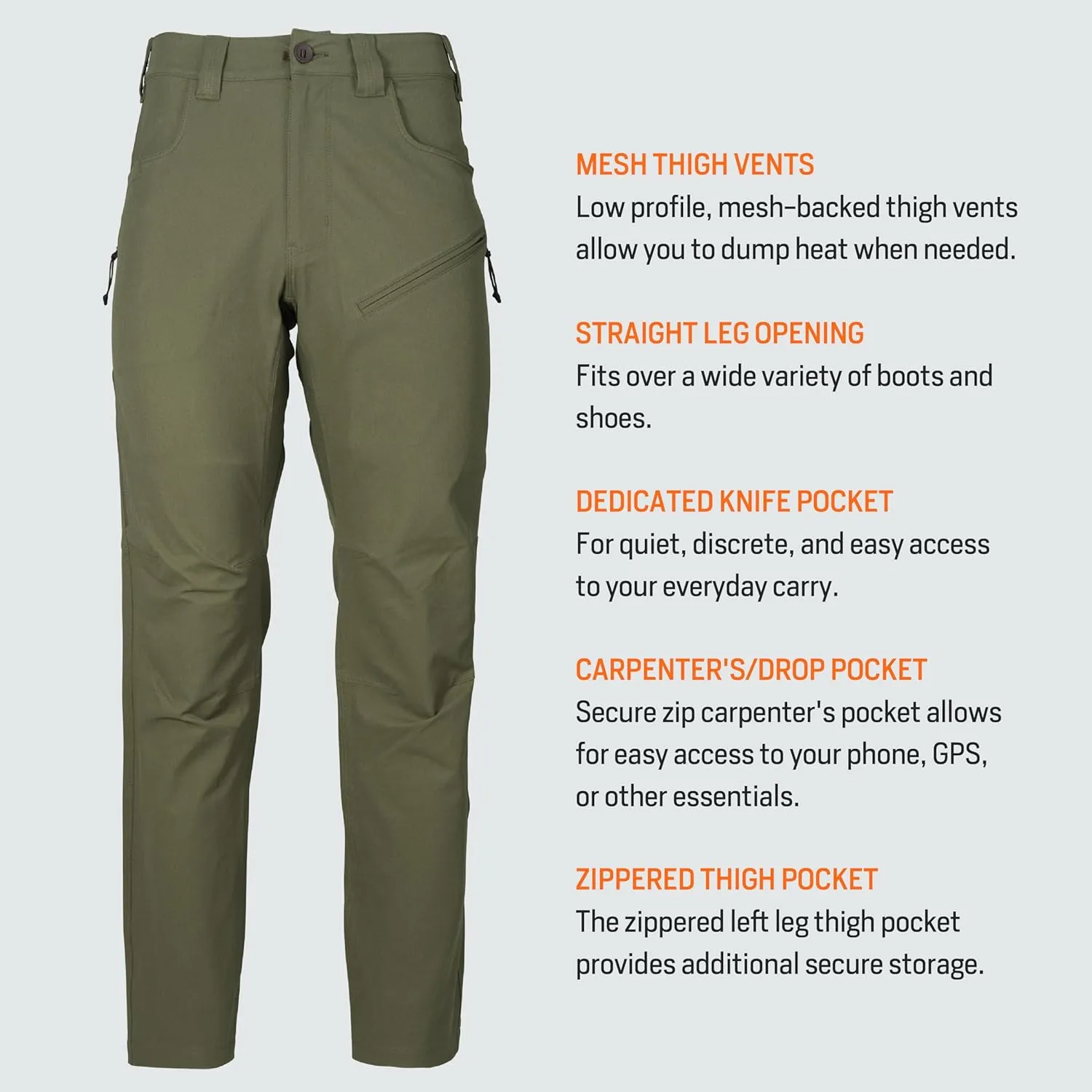 First Lite Men’s 308 Pant - Men’s Outdoor Stretch Camo Hunting Pants with Hip Vents, Year Round Lightweight Hunting Gear