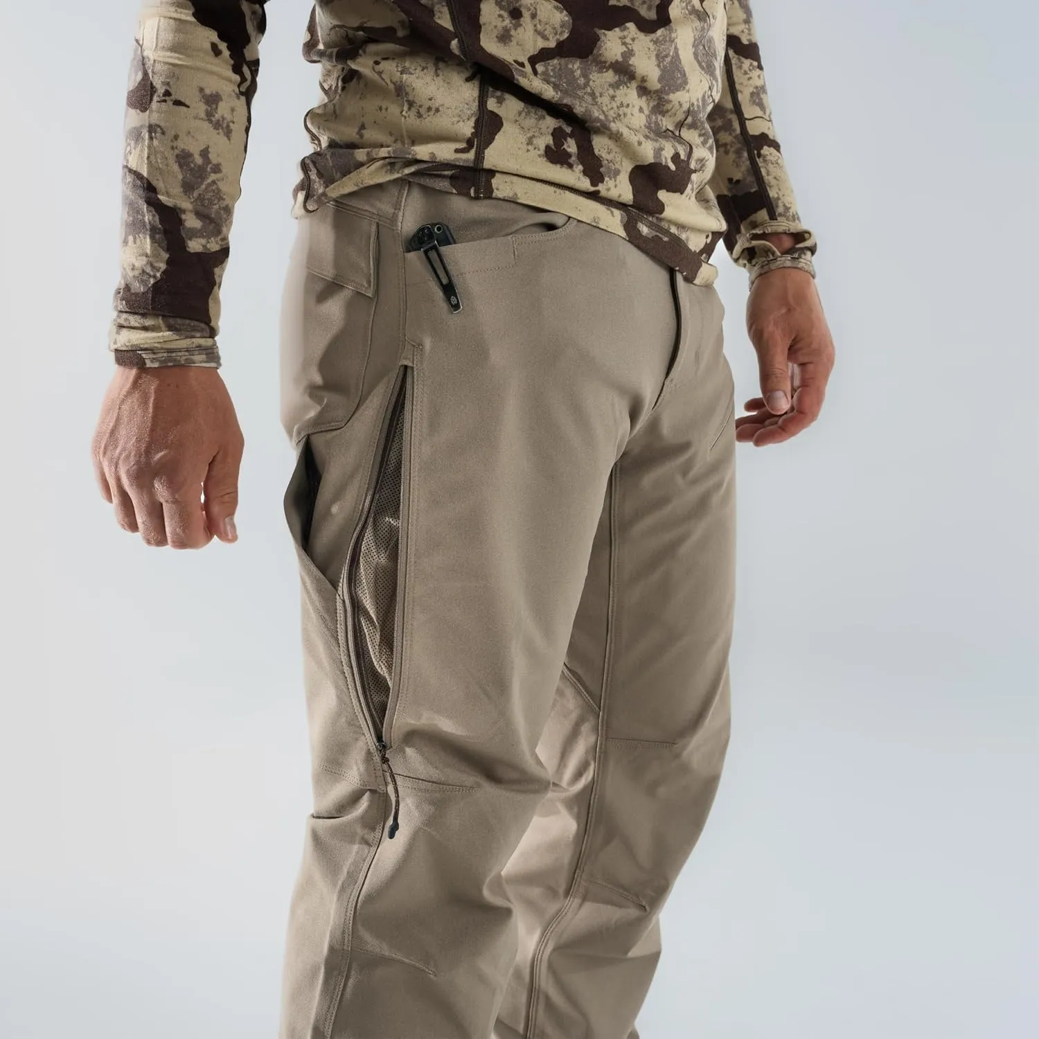 First Lite Men’s 308 Pant - Men’s Outdoor Stretch Camo Hunting Pants with Hip Vents, Year Round Lightweight Hunting Gear