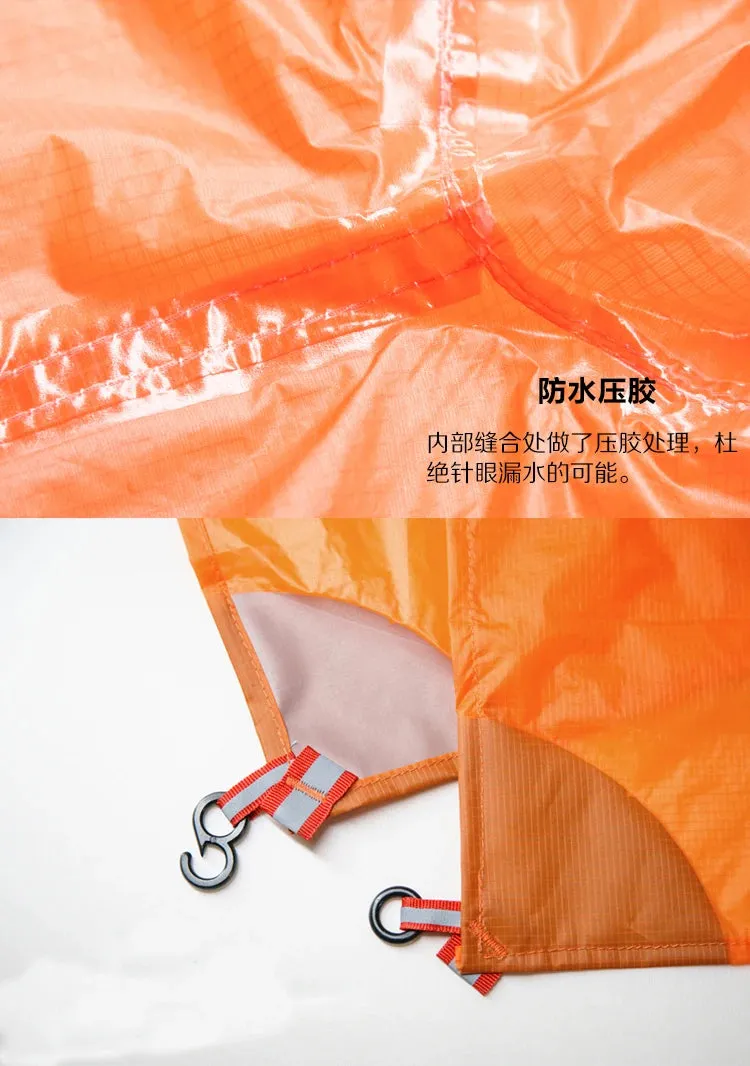 FLAME'S CREED Ultralight 15D Nylon Rain Jacket - Versatile Outdoor Raincoat and Mini Tarp for Hiking, Cycling, and Camping