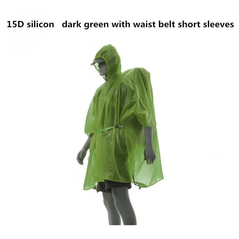 FLAME'S CREED Ultralight 15D Nylon Rain Jacket - Versatile Outdoor Raincoat and Mini Tarp for Hiking, Cycling, and Camping