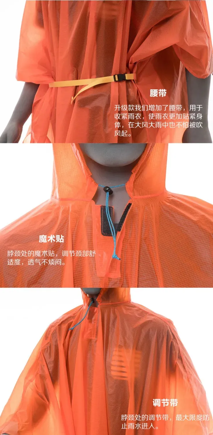 FLAME'S CREED Ultralight 15D Nylon Rain Jacket - Versatile Outdoor Raincoat and Mini Tarp for Hiking, Cycling, and Camping