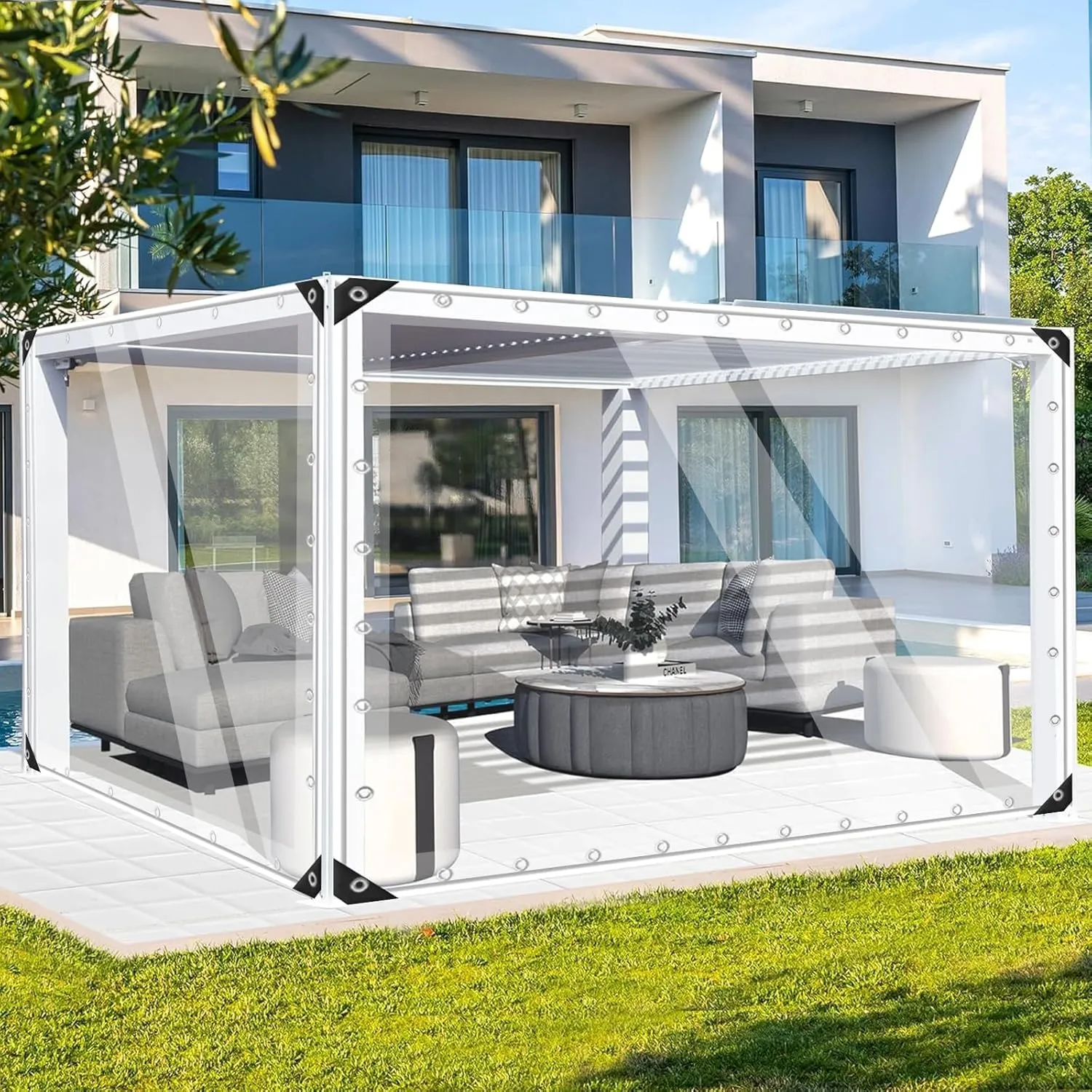 FoundGo 10' x 12' Clear Tarps Heavy Duty PVC Vinyl 20 Mil Thick Tarpaulin, Glass Tarpaulin with Metal Grommets, Protects Against Water, UV-Ray, Tear, Cold Weather Resistan