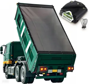 FoundGo 7' x 18' Dump Trailer Tarp [18oz] Heavy Duty Dump Truck Mesh Tarp with Grommets Vinyl Coated Waterproof Truck Cover with Double Pocket incl. 4X Elastic Rope