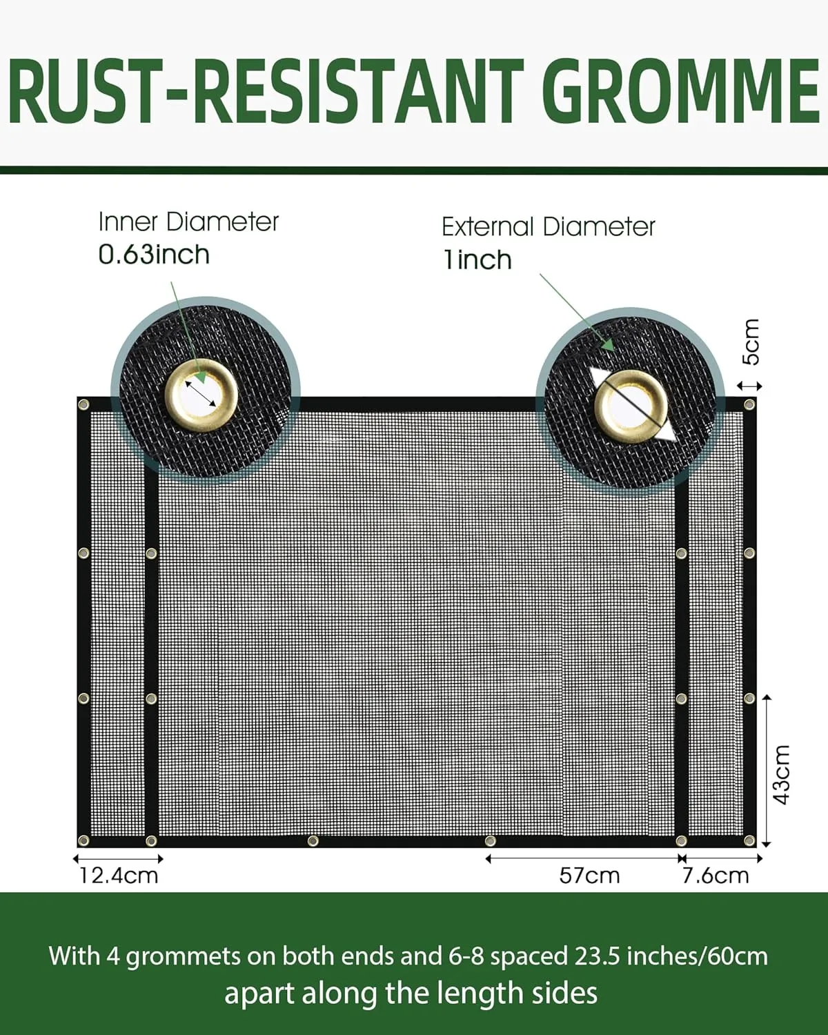 FoundGo 7' x 18' Dump Trailer Tarp [18oz] Heavy Duty Dump Truck Mesh Tarp with Grommets Vinyl Coated Waterproof Truck Cover with Double Pocket incl. 4X Elastic Rope