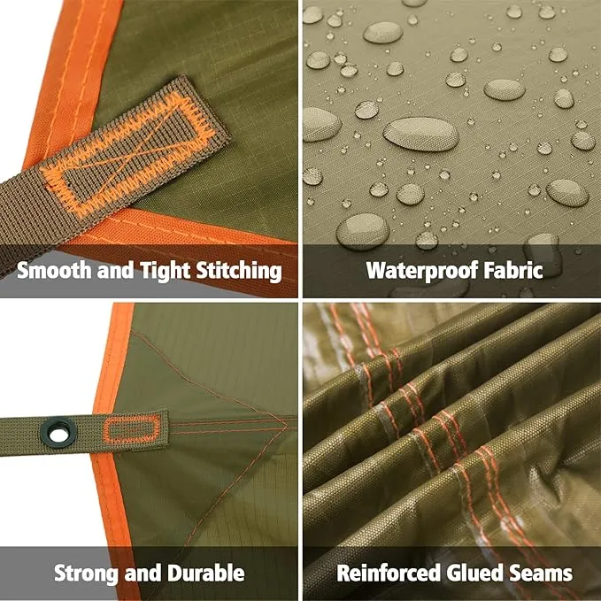 FREE SOLDIER Waterproof Portable Tarp Multifunctional Outdoor Camping Traveling Awning Backpacking Tarp Shelter Rain Tarp (Brown)