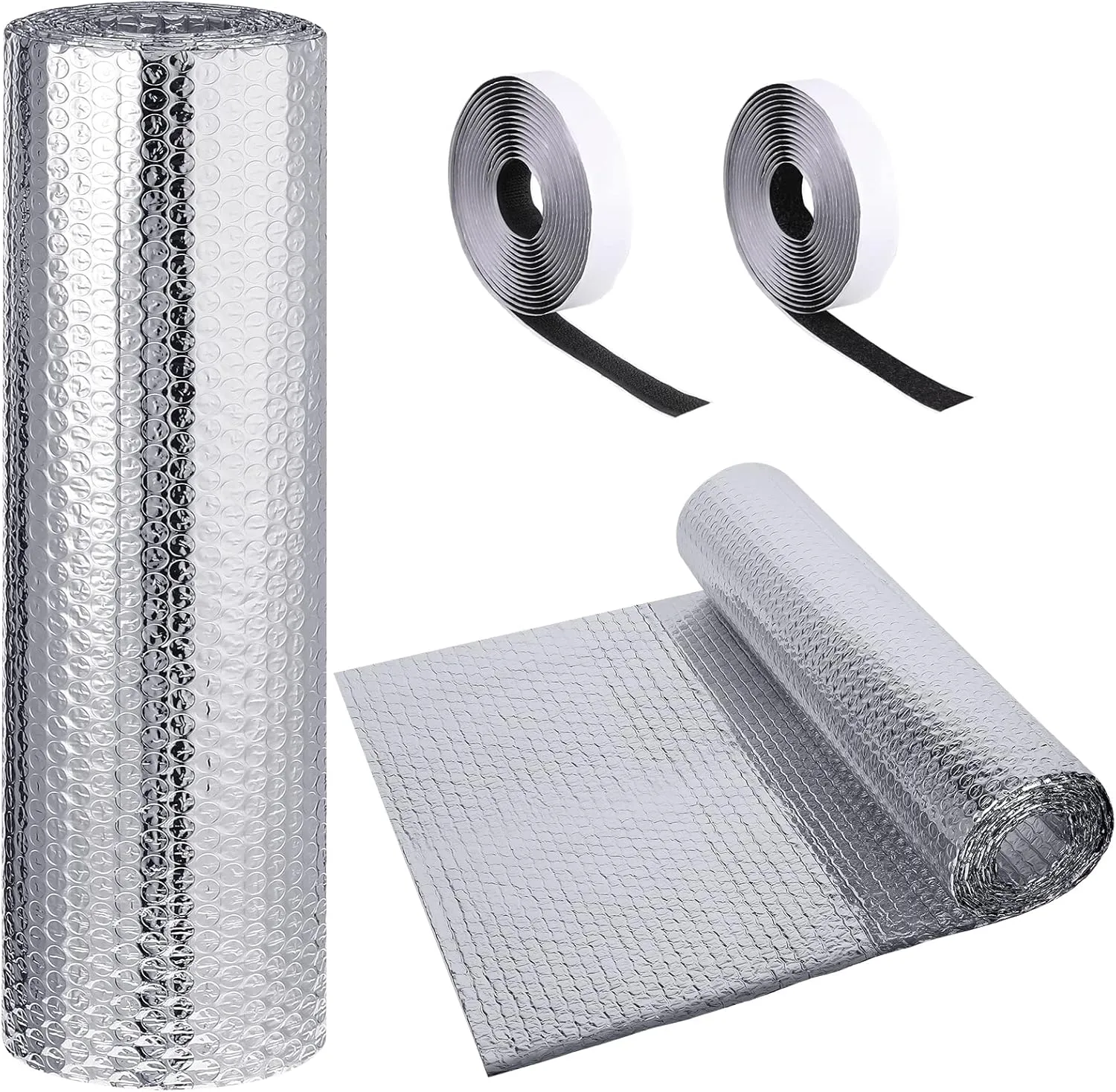 Frienda Double RV Door Window Shade Cover Blackout Reflective Insulation Roll 120 x 24 Inches Aluminum Foil Insulation Kit for Rv Garage Roof Door Window Skylight Shade(Silver)