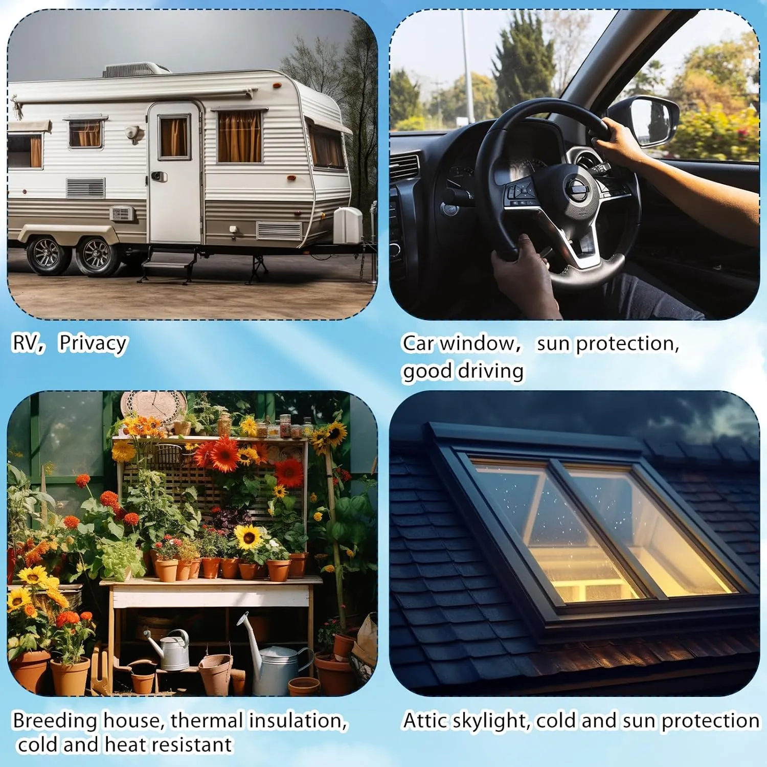 Frienda Double RV Door Window Shade Cover Blackout Reflective Insulation Roll 120 x 47 Inches Aluminum Foil Insulation Kit for Rv Garage Roof Door Window Skylight Shade(Silver)