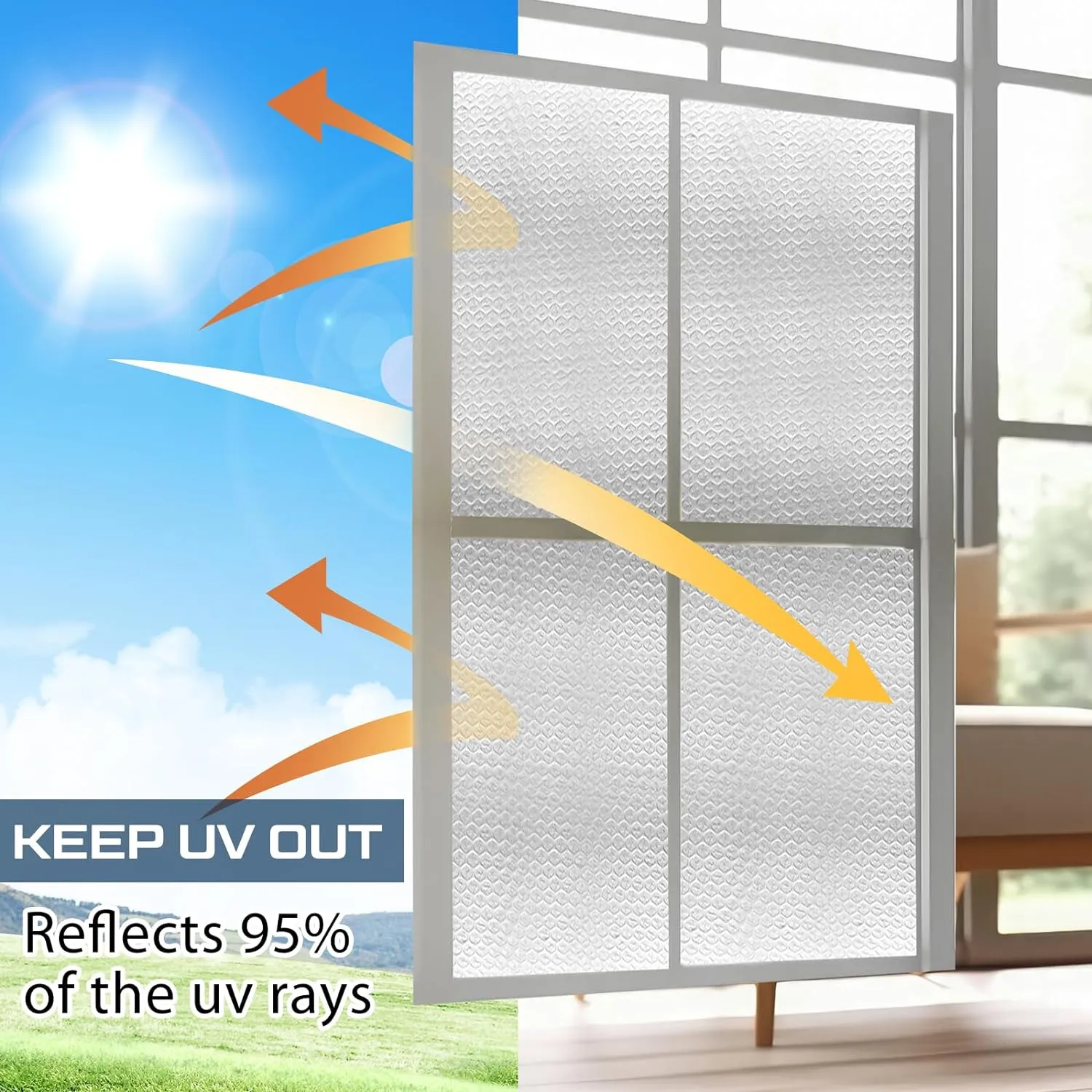 Frienda Double RV Door Window Shade Cover Blackout Reflective Insulation Roll 120 x 47 Inches Aluminum Foil Insulation Kit for Rv Garage Roof Door Window Skylight Shade(Silver)