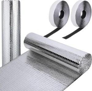 Frienda Double RV Door Window Shade Cover Blackout Reflective Insulation Roll 120 x 47 Inches Aluminum Foil Insulation Kit for Rv Garage Roof Door Window Skylight Shade(Silver)