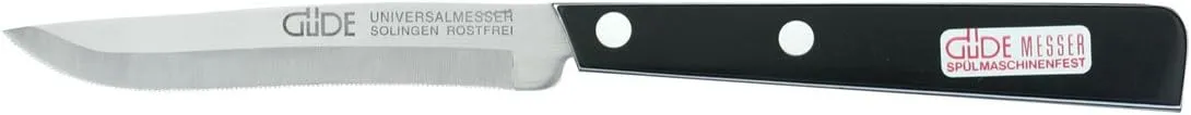 Güde Universal Knife Series Hand Forged Utility Serrated Knife With Black/White Hostaform Handle 4-In, Made in Solingen, Germany Since 1910