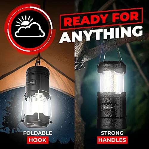GearLight Camping Lantern - 2 Portable, LED Battery Powered Lamp