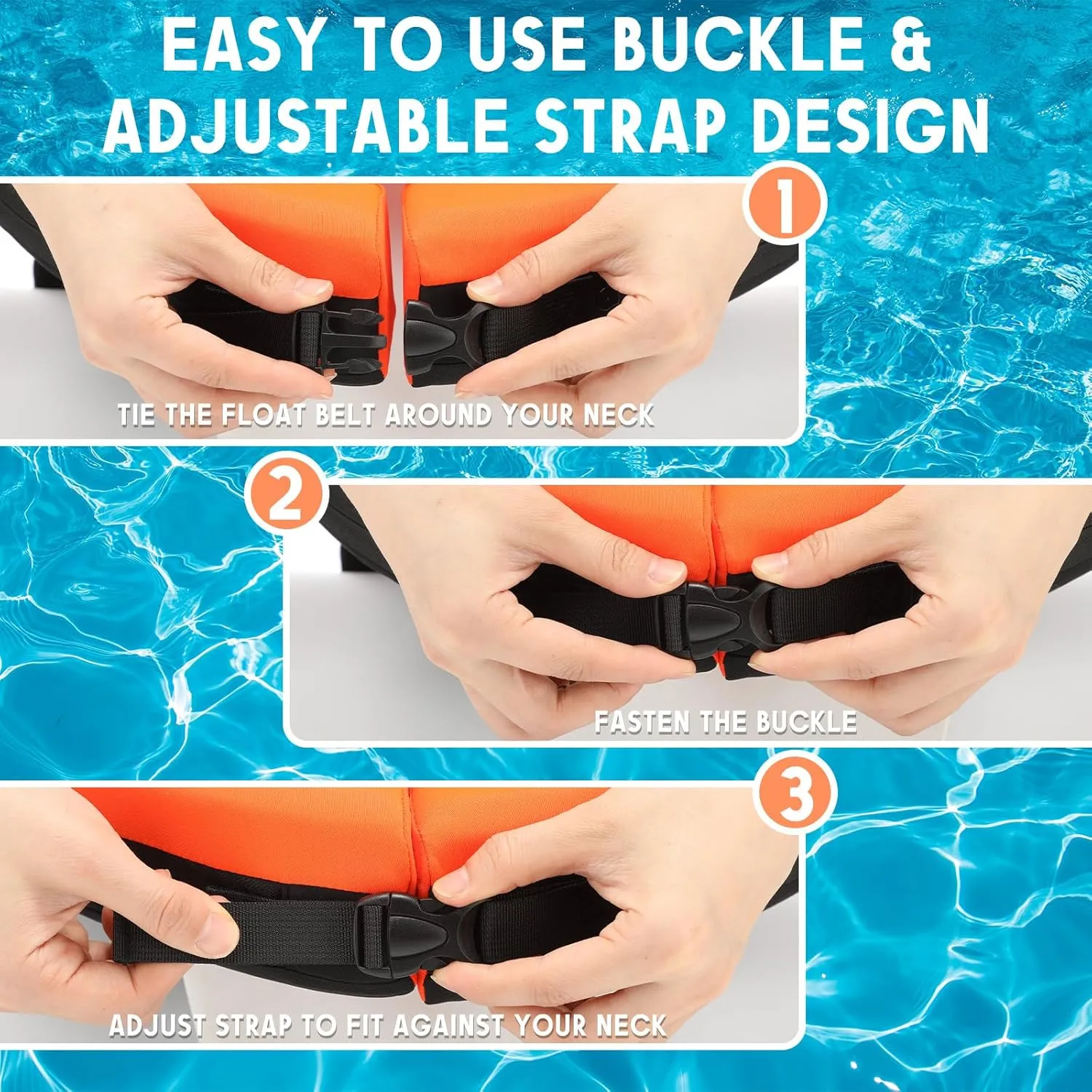 Geelin Float Swim Collar for Head and Neck Support,Filled with Foam Plastic Particles (Not Inflatable),Floatation Devices for Adults,Fits Most Adult Neck Sizes for Learn to Swim or Therapy