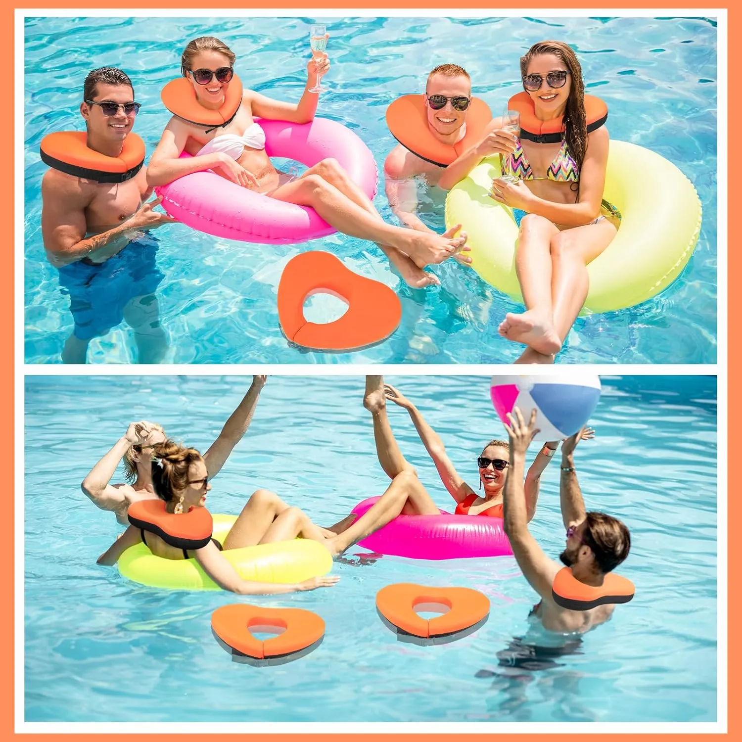 Geelin Float Swim Collar for Head and Neck Support,Filled with Foam Plastic Particles (Not Inflatable),Floatation Devices for Adults,Fits Most Adult Neck Sizes for Learn to Swim or Therapy