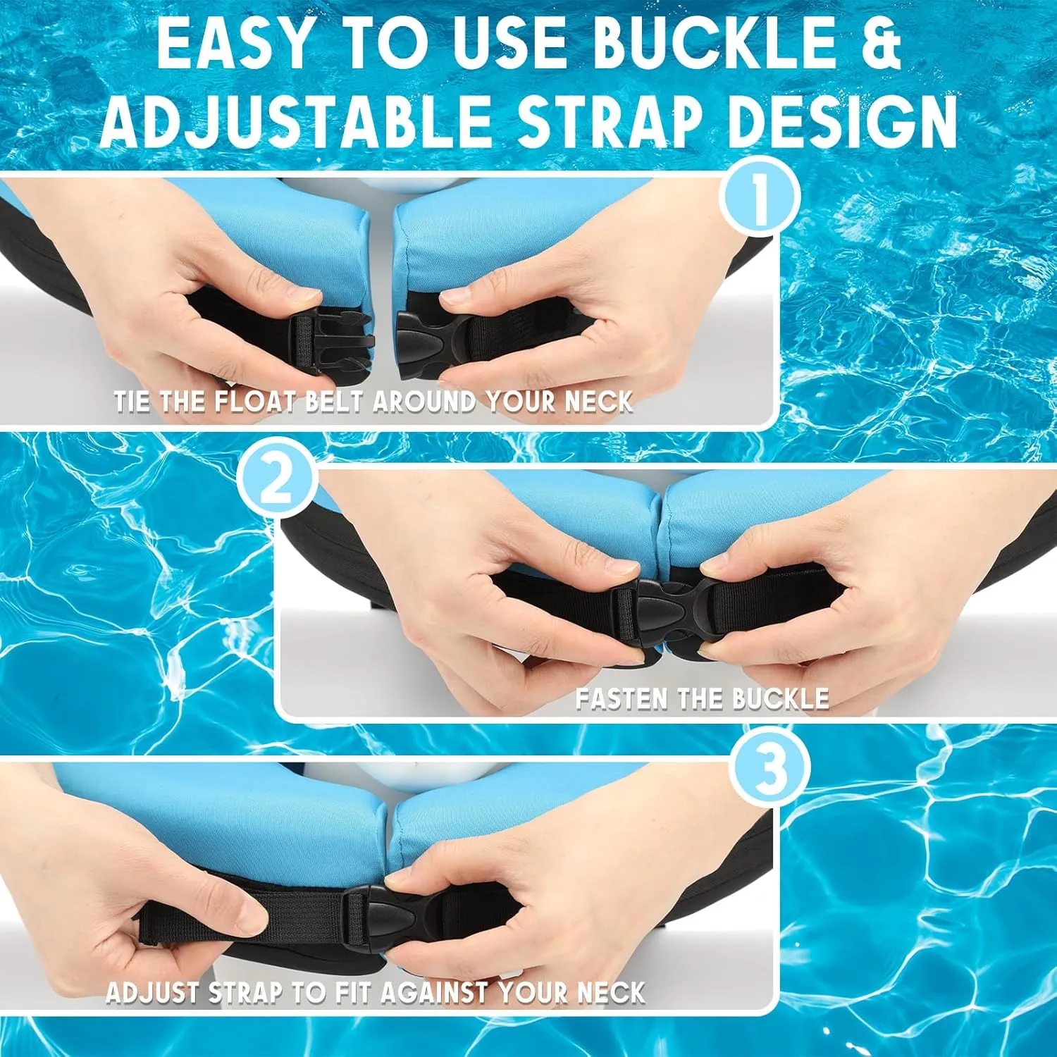 Geelin Float Swim Collar for Head and Neck Support,Filled with Foam Plastic Particles (Not Inflatable),Floatation Devices for Adults,Fits Most Adult Neck Sizes for Learn to Swim or Therapy