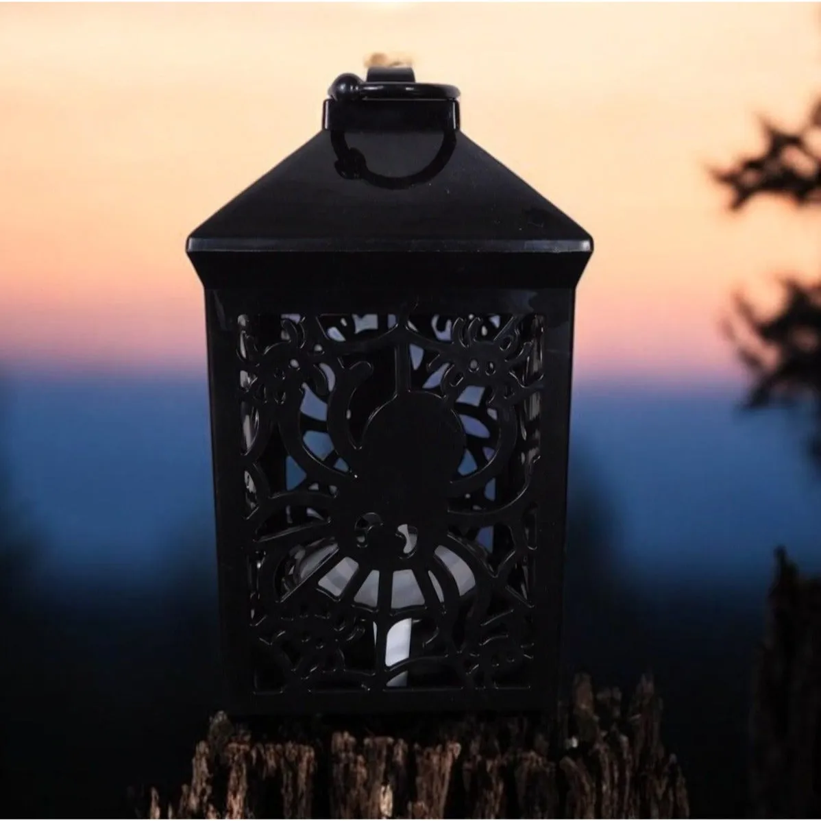 Gothic Black Decorative Lantern Battery Operated Light Witchy Decor