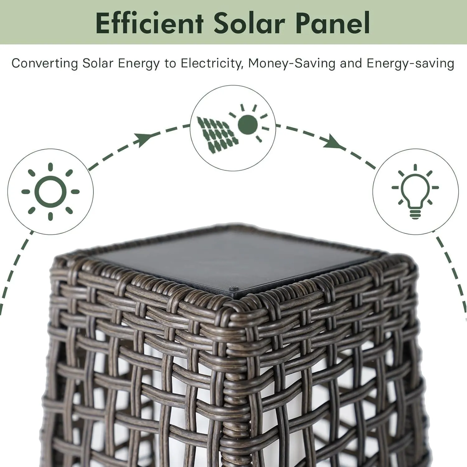 Grand patio Solar Outdoor Floor Lamp Water-Resistant Wicker Deck Lantern Light for Garden or Porch-Large Fuji, Dark Brown