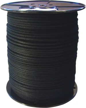GREAT WHITE ROC360 600' Trick Line/Tie Line, Black, Unglazed, Cotton Cover W/Polyester Core For Added Strength, Theatrical cord, Multipurpose Utility Line, 4 Sash Cord(1/8 inch x 600ft) MADE IN USA