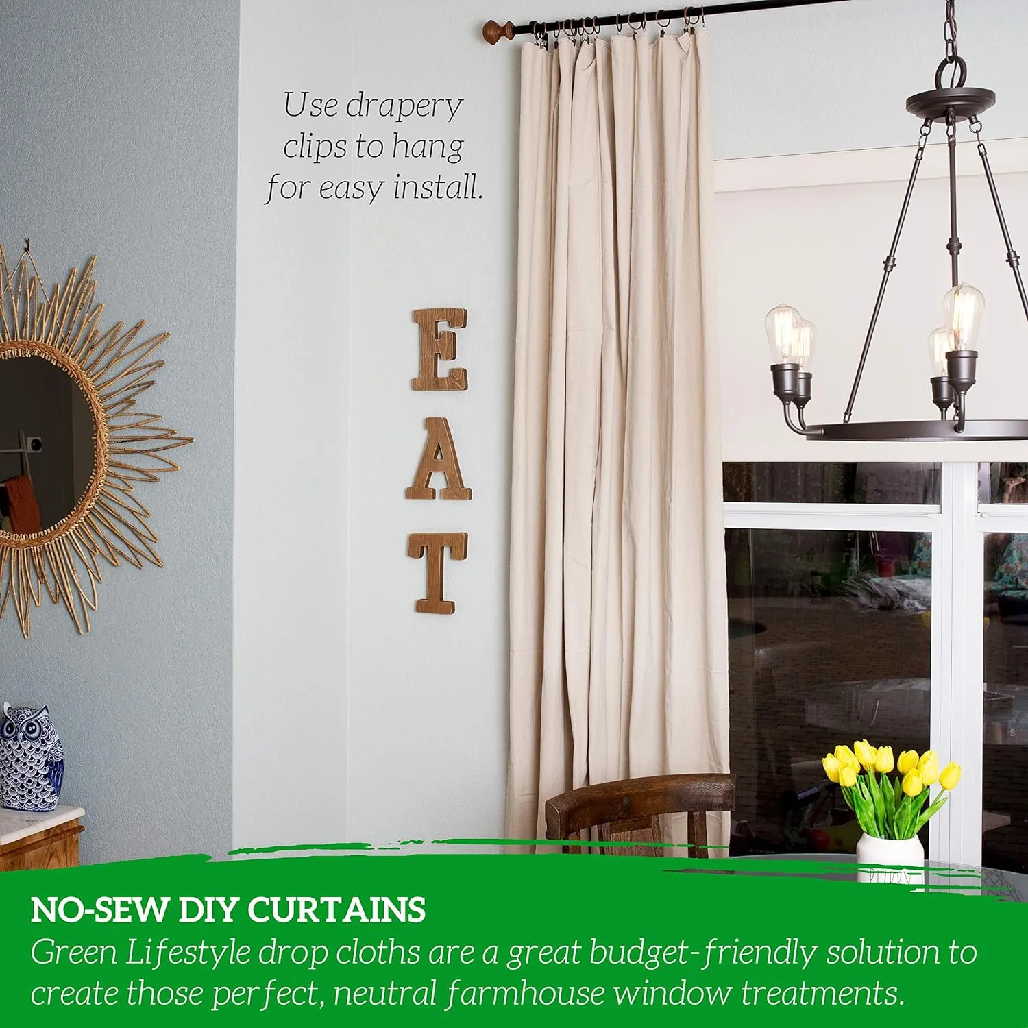GREEN LIFESTYLE 4x10 ft Canvas Drop Cloth (2 Pack) – Heavy Duty Tarp for Painting, Curtains, Furniture & Floor Protection (4x10)