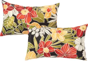 Greendale Home Fashions Outdoor 19x12 inch Rectangle Decorative Throw Pillow, 2-Pack, Aloha 2 Count