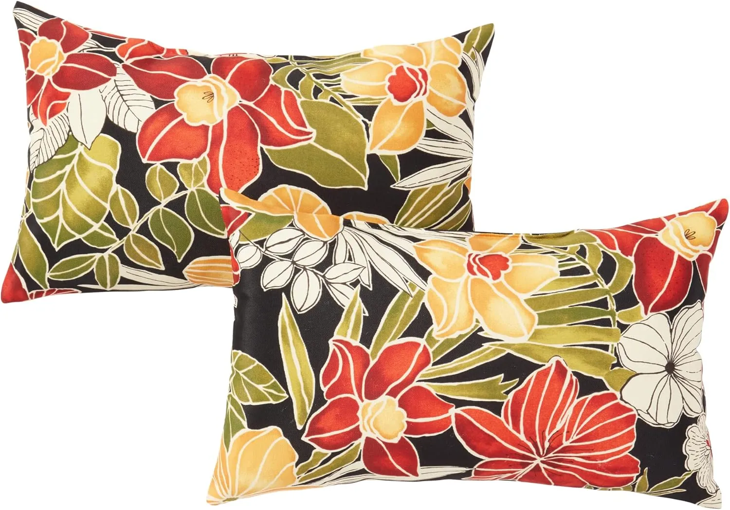 Greendale Home Fashions Outdoor 19x12 inch Rectangle Decorative Throw Pillow, 2-Pack, Aloha 2 Count