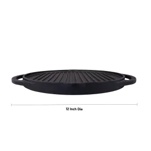 Grill Pan & Griddle Pan - 12 Inches | Casting Iron Cooking Pan/ Cast Iron Cookware for Home/ 4.470 Kgs Approx