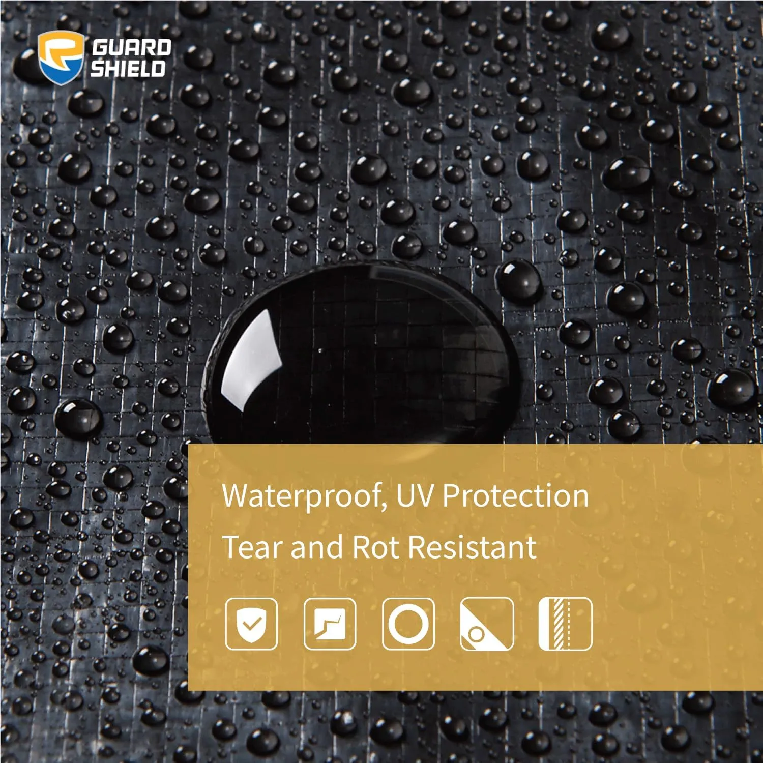 GUARD SHIELD Black Silver Tarp Waterproof 8x10 Feet Rain Cover for Outdoor Lightweight Weatherproof Tarps 8mil