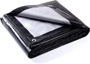 GUARD SHIELD Black Silver Tarp Waterproof 8x10 Feet Rain Cover for Outdoor Lightweight Weatherproof Tarps 8mil