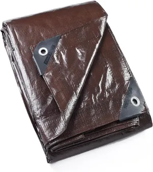 GUARD SHIELD Brown Tarp 8x8 Feet Waterproof Tarps Lightweight Camping Tarp Outdoor Multi Purpose Poly Cover 6mil