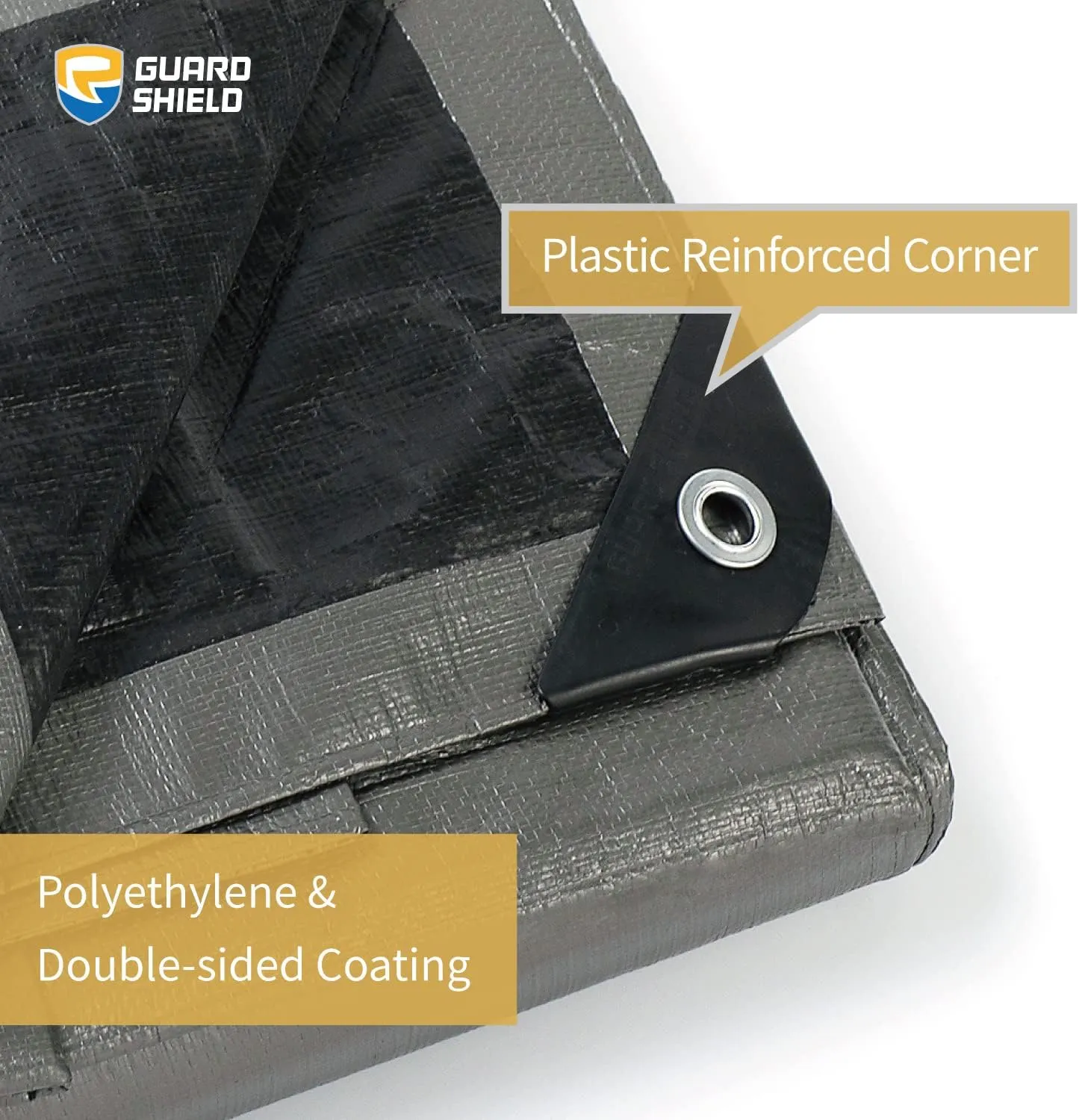 GUARD SHIELD Heavy Duty Tarp 10x10 Feet Silver/Black Multi Purpose Thick Waterproof Poly Tarp Cover 10mil