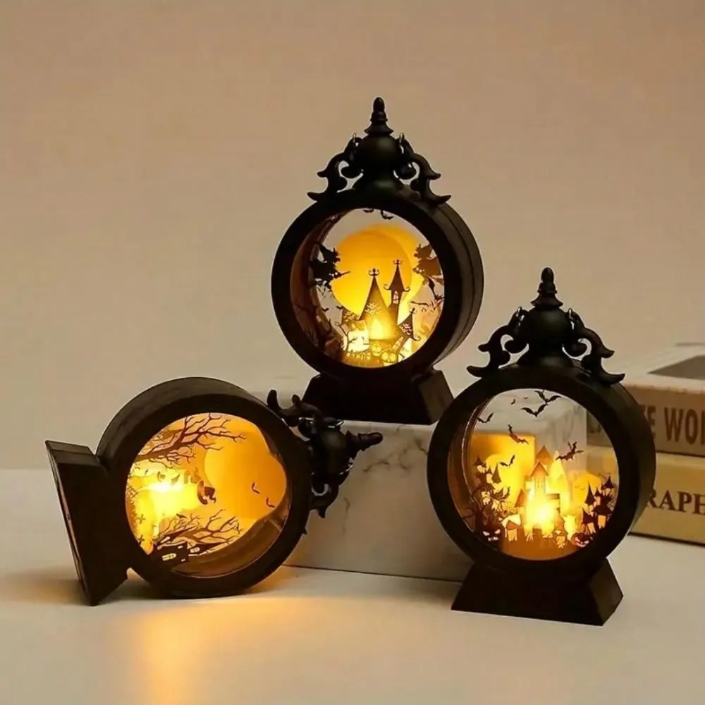 Halloween Pumpkin  Castle LED Lantern Portable Button Battery Operated Horror Atmosphere Decoration For Festival Indoor Use