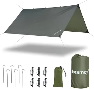 Hammock Rain Fly 10×10FT - Waterproof Camping Tarp Portable Tent Tarp Premium Backpacking Tarp Sheleter with UV Protection Layer for Camping Hiking Outdoor(OdGrreen)