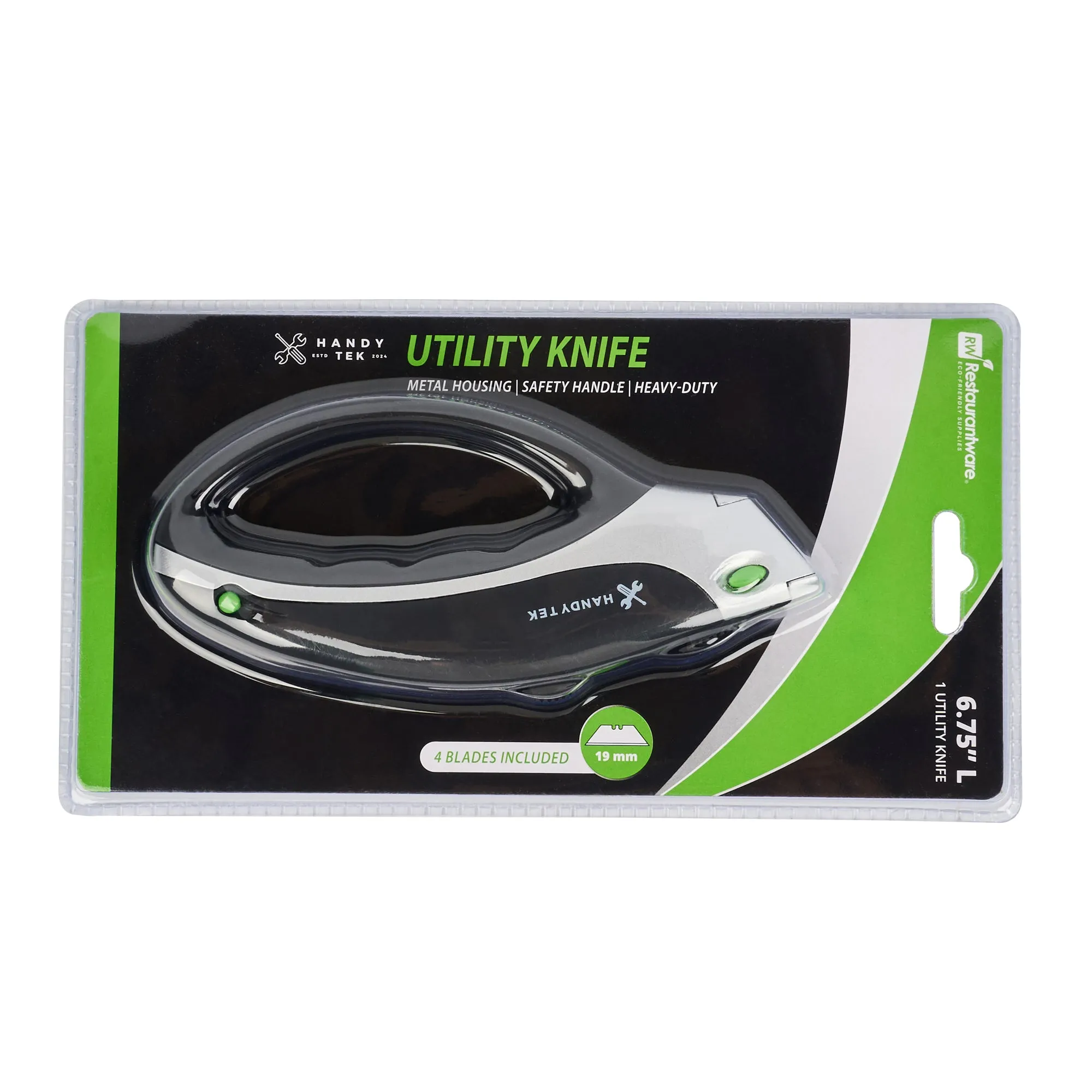 Handy Tek Black Safety Utility Knife - Quick Change, Heavy Duty - 6 3/4" - 6 count box