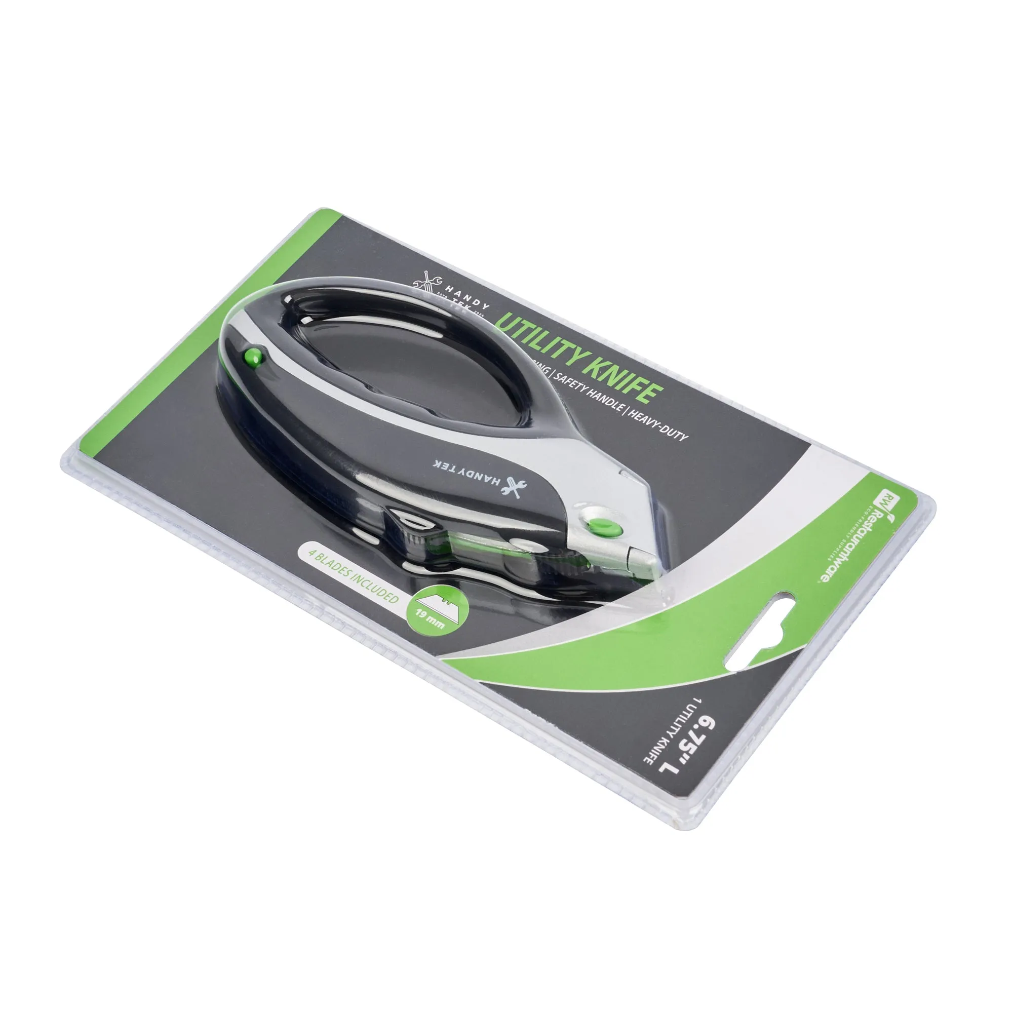 Handy Tek Black Safety Utility Knife - Quick Change, Heavy Duty - 6 3/4" - 6 count box