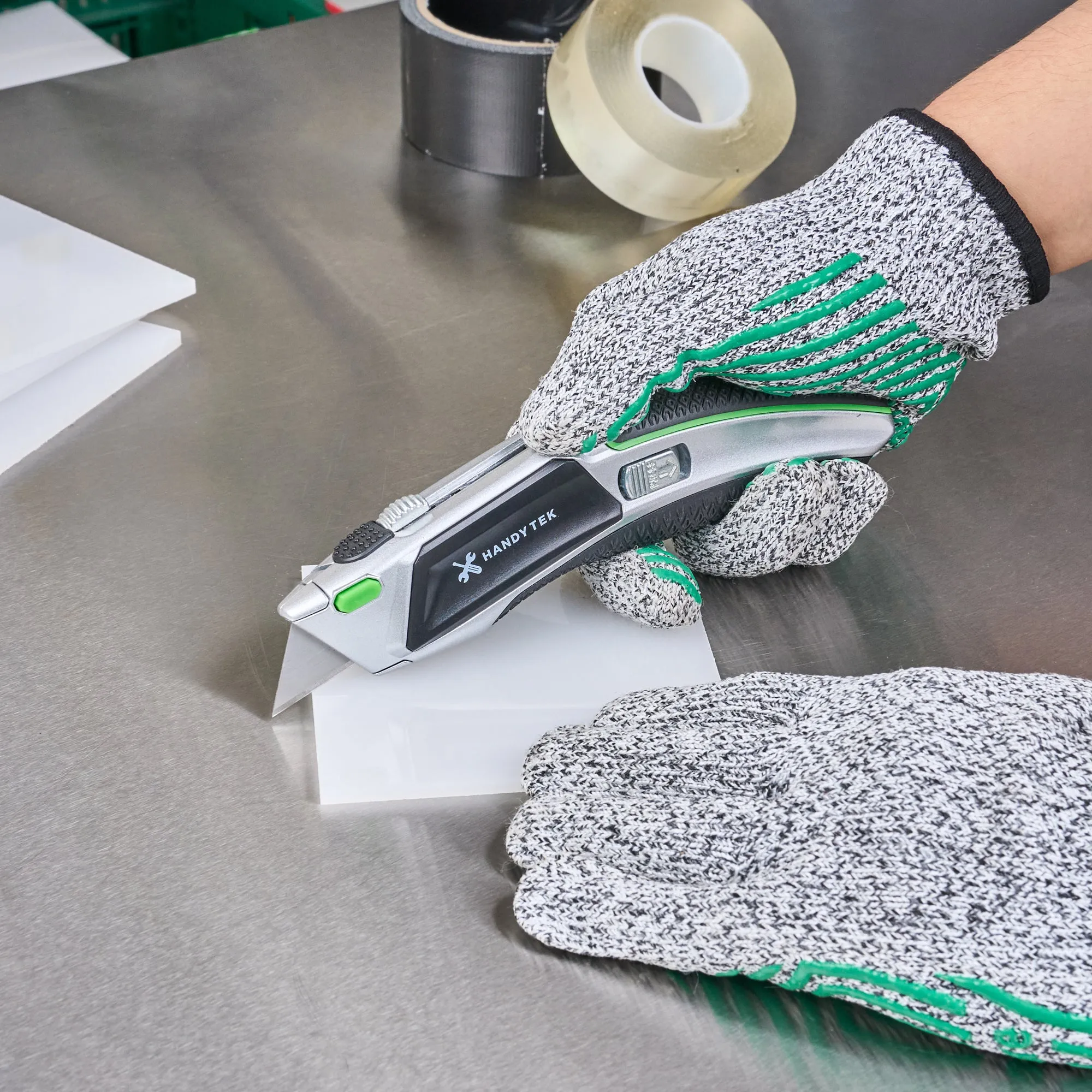 Handy Tek Silver Auto-Loading Utility Knife - Quick Change, Heavy Duty - 7" - 6 count box